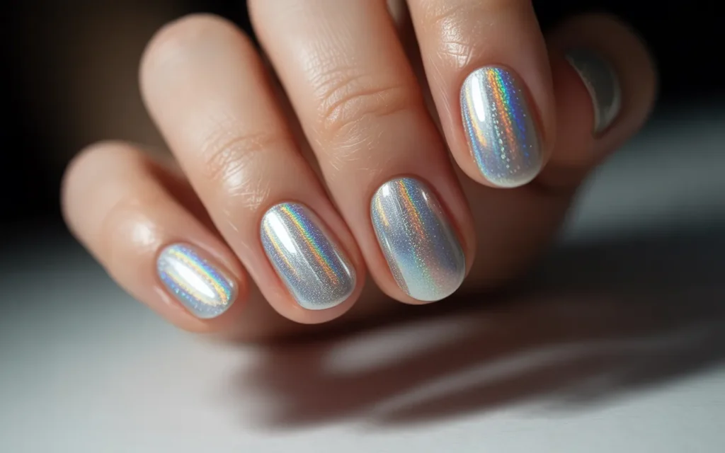 Silver Holographic Nails