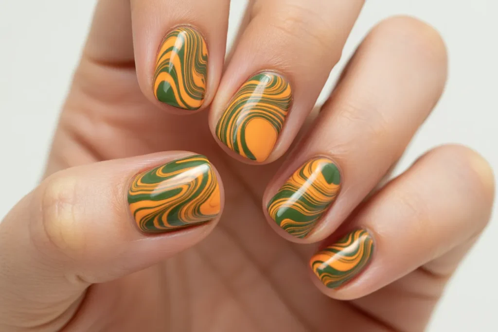 Groovy Green and Orange Nails