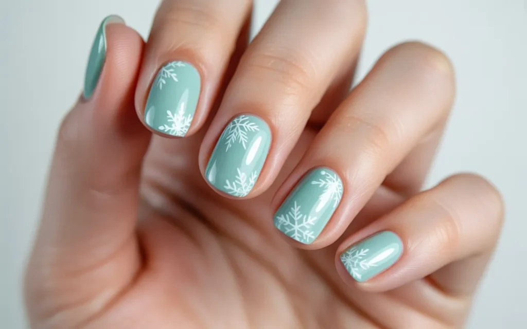 Pastel Mint with Snowflake Accents