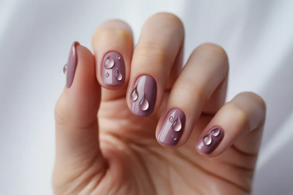 Mauve Dew Drop Nails