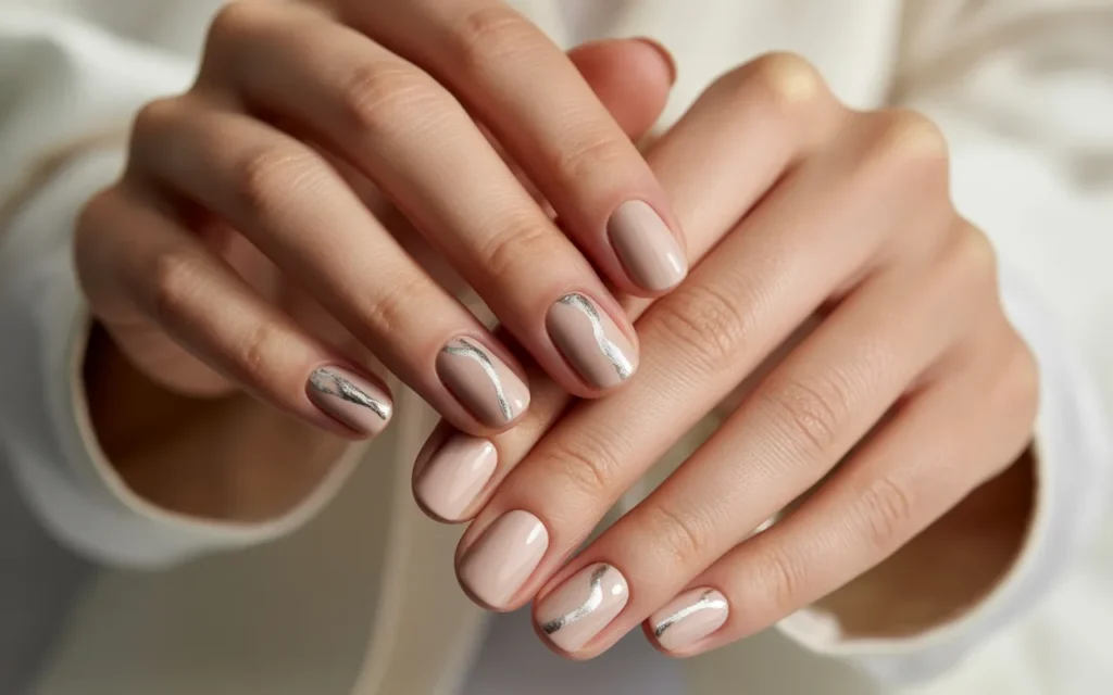 Nude Matte with Silver Foil