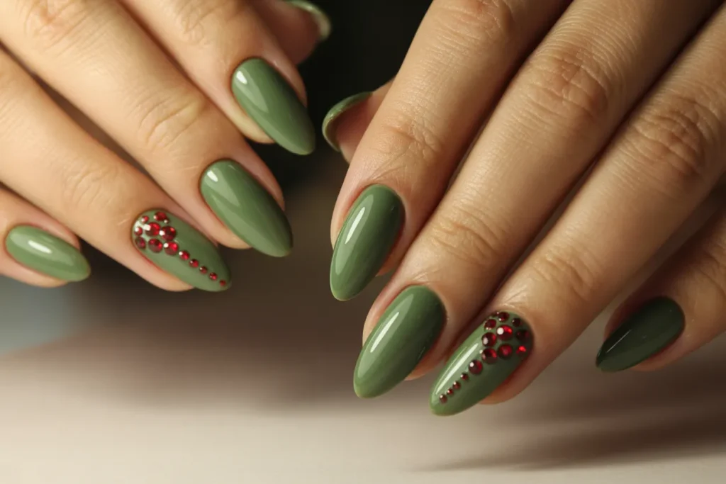 Matte Green with Red Rhinestones