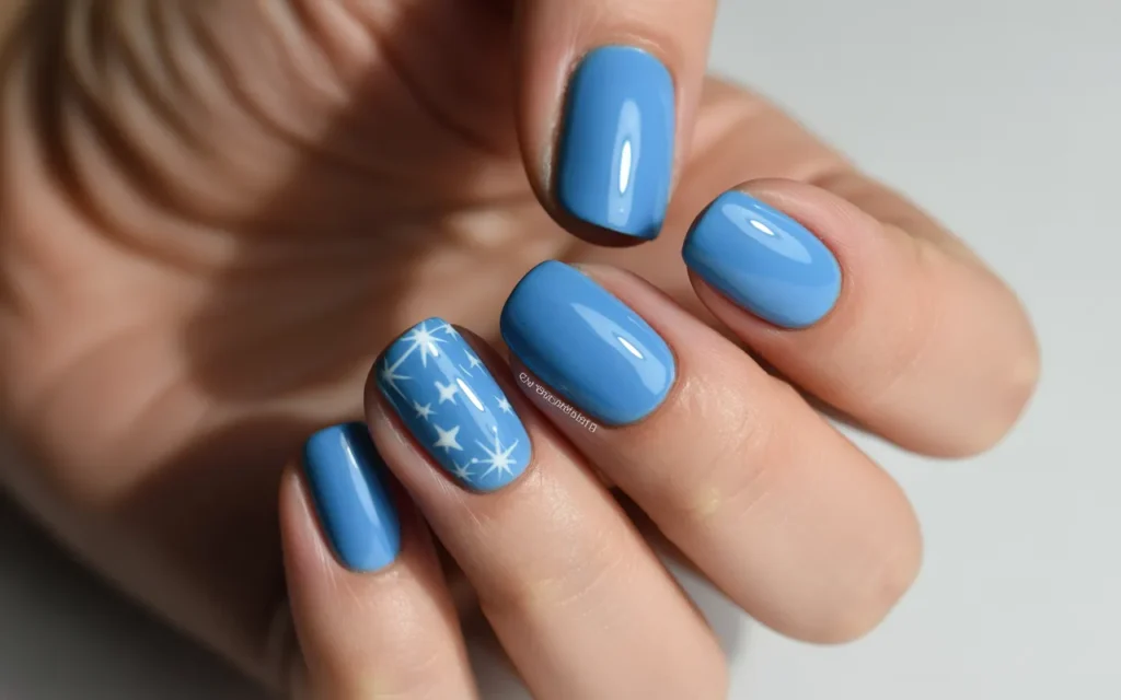Baby Blue Glossy with Tiny Stars