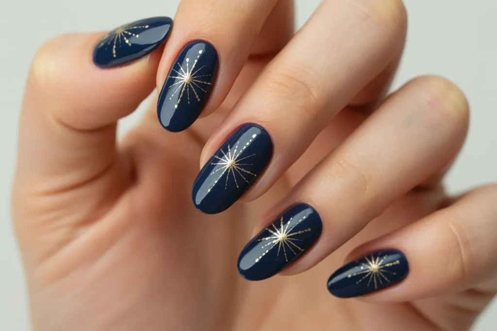 Midnight Starburst Nails
