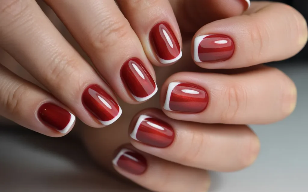 Red Cat-Eye French Tips