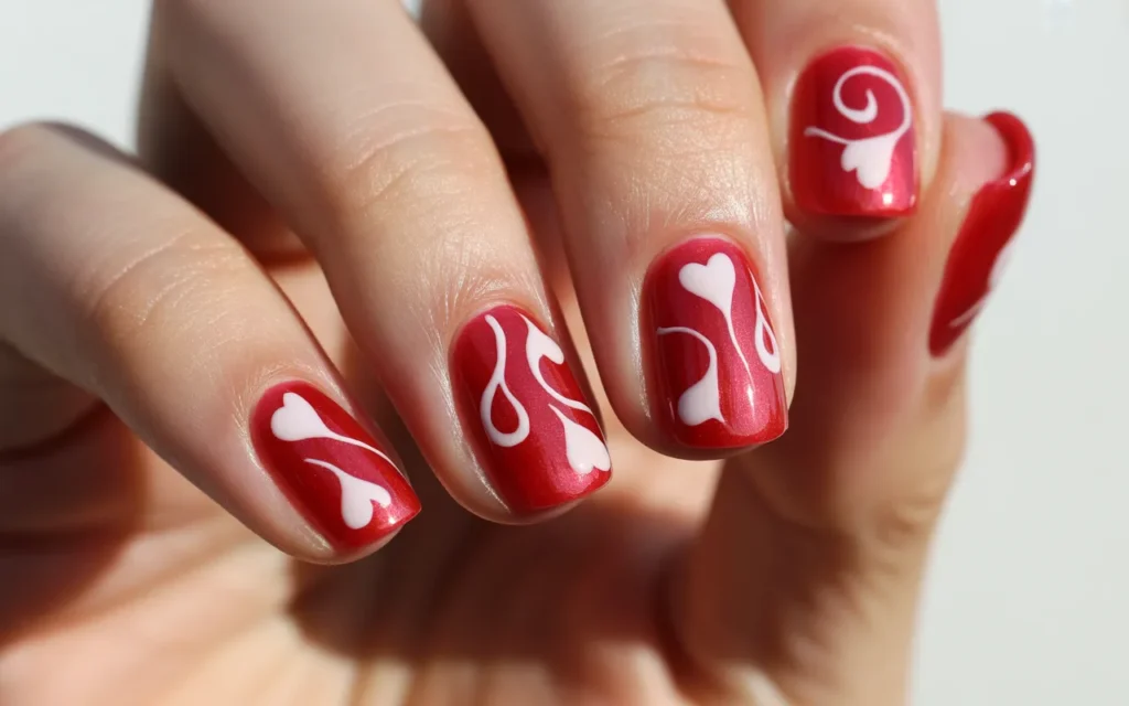Red and White Jelly Nails