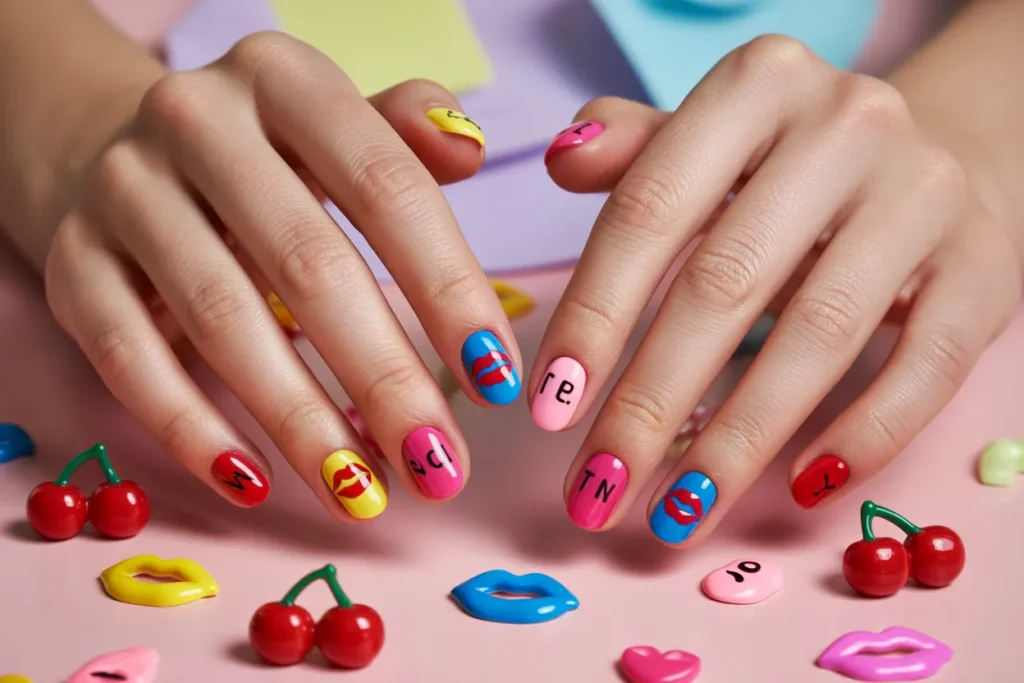 Mismatched Kiss Nails