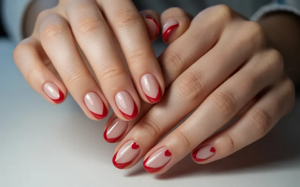 Red Sweetheart French Tips