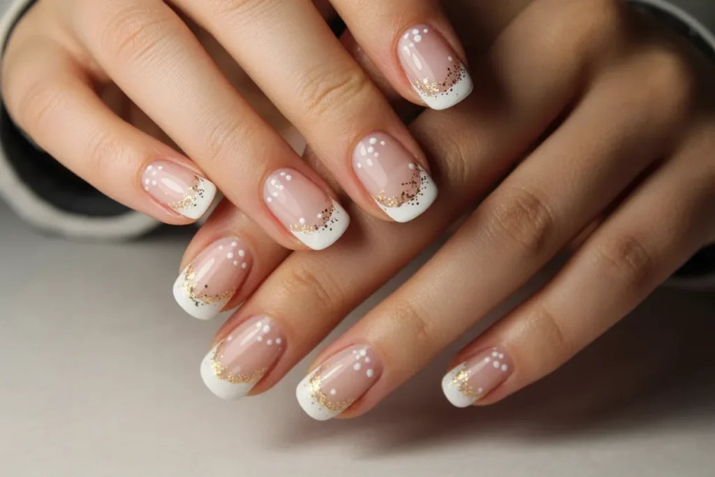 Gold Glitter French Tips
