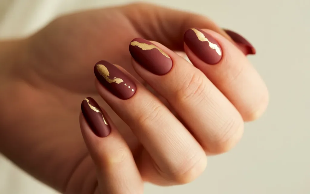 Matte Burgundy with Gold Leaf