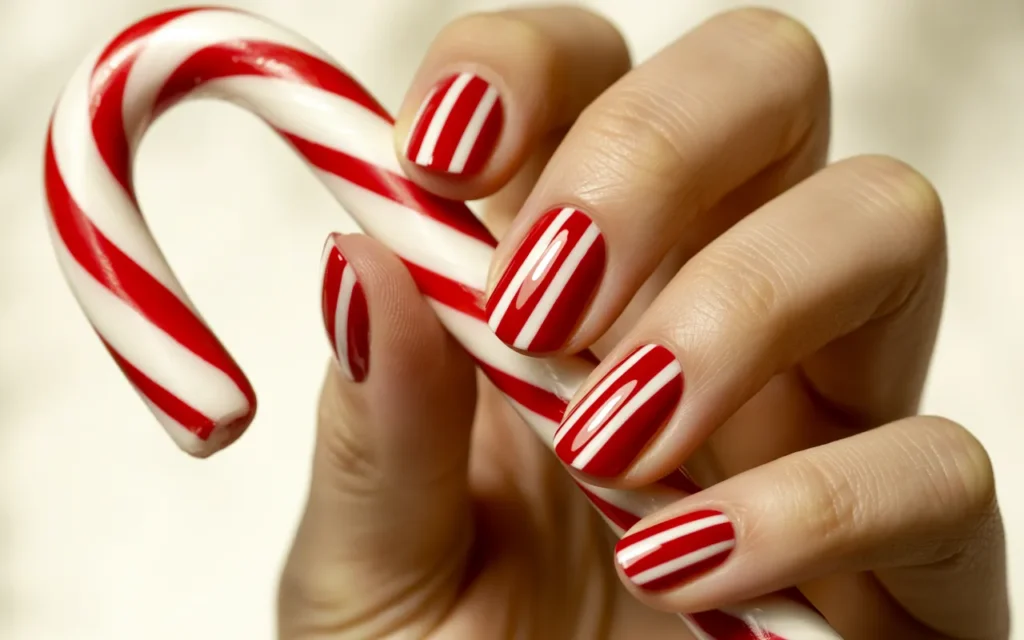 Candy Cane Stripes for Short Nails
