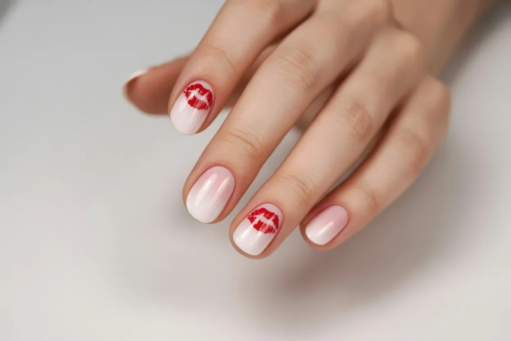 Pink Ombre with Lip Art