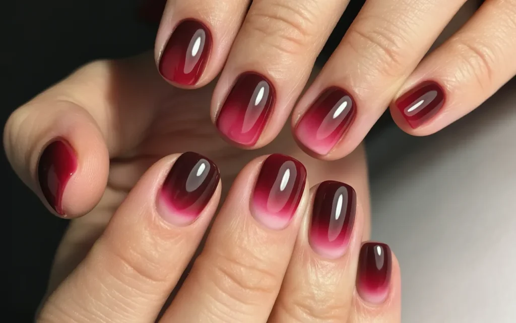 Romantic Ombre Red Nails