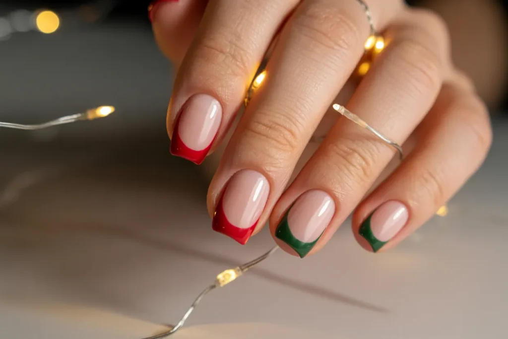 Classic Green and Red French Tips