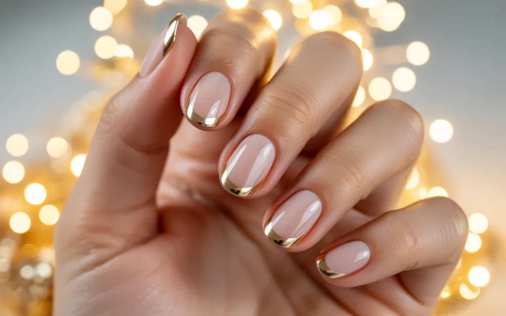 Gold French Tips with Festive Touch