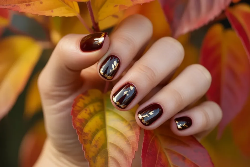 Black Cherry Nails with Glossy Finish