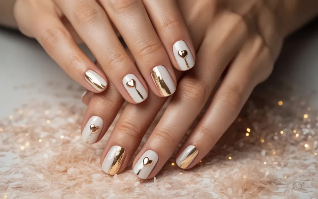 White French Tips with Golden Foil