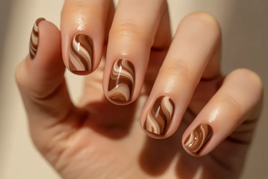 Cocoa Swirl Nails