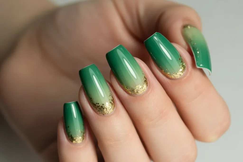 Green Ombre with Gold Glitter