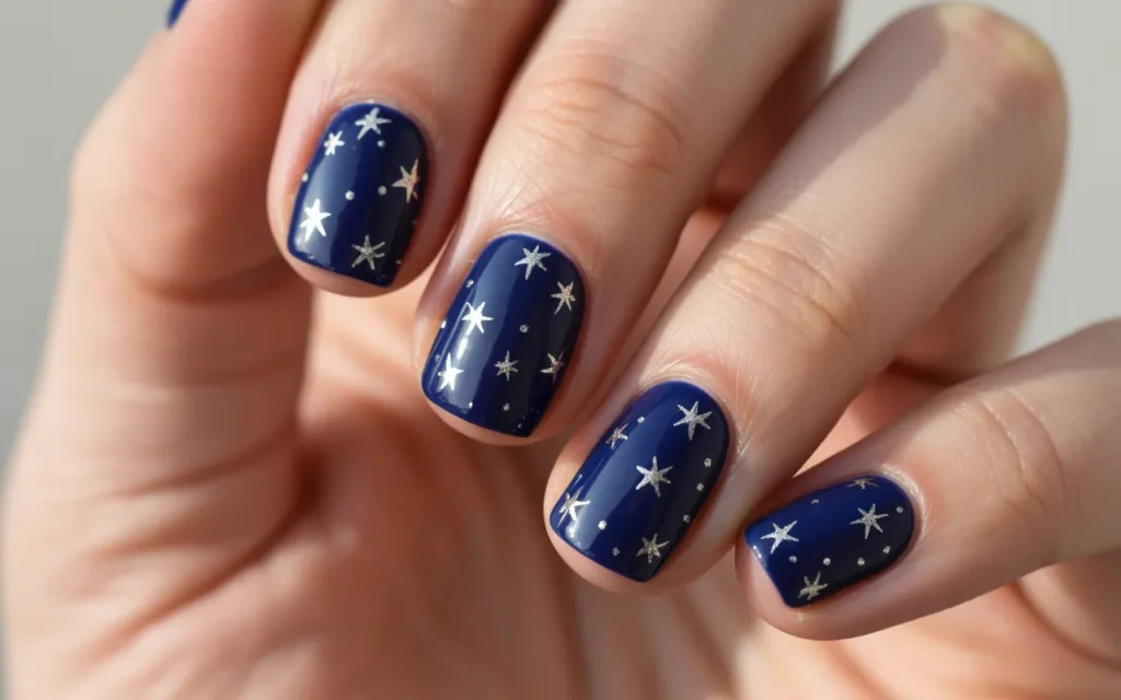 Navy Blue with Tiny Silver Stars