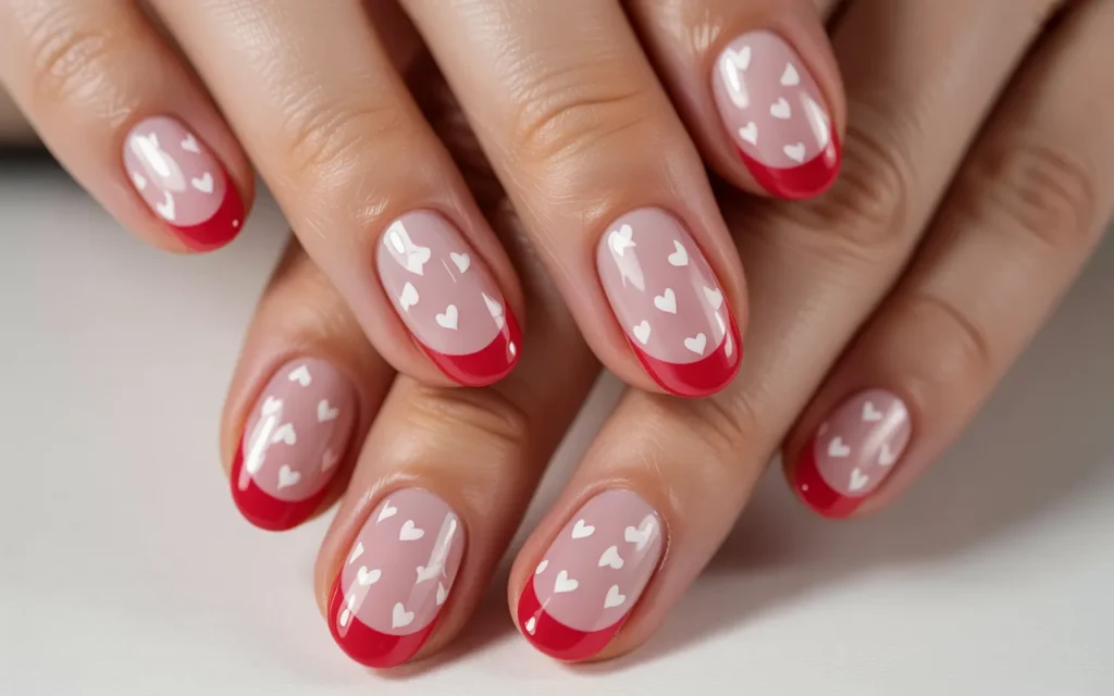 Red and Pink French Nails