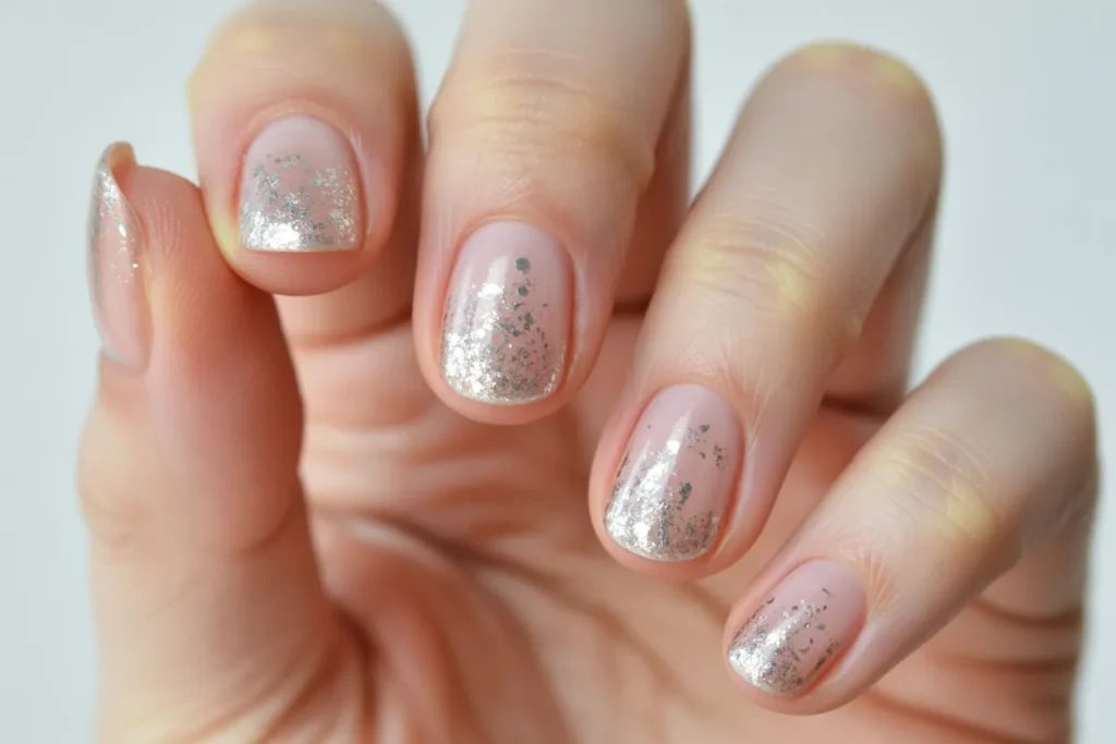 Clear Nails with Silver Glitter