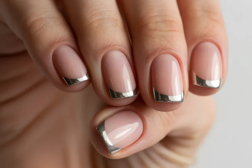 Chrome French Manicure in Silver
