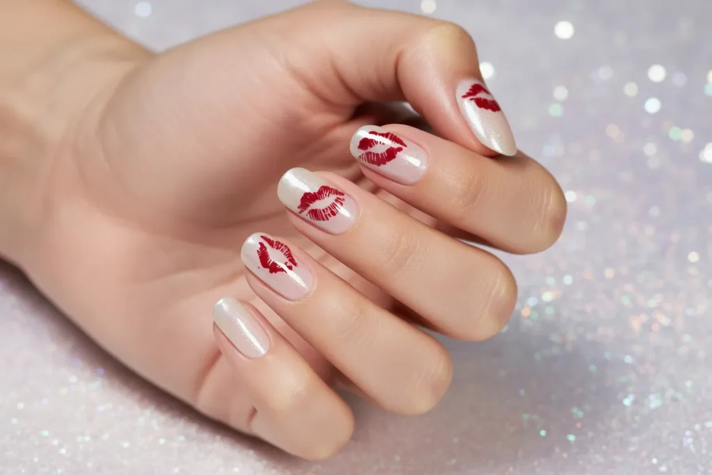 White Ombre with Glitter Kisses