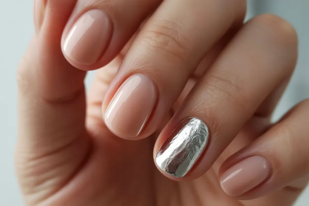 Foil Accent Nails – Shiny Statement