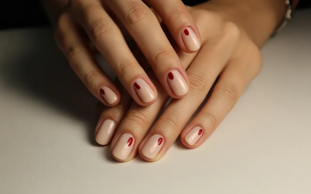 Subtle Nude with Red Dots