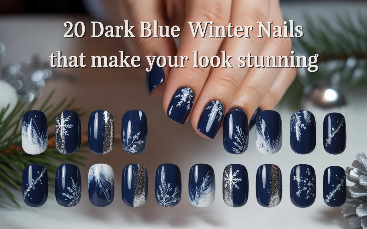 20 Dark Blue Winter Nails That Make Your Look Stunning