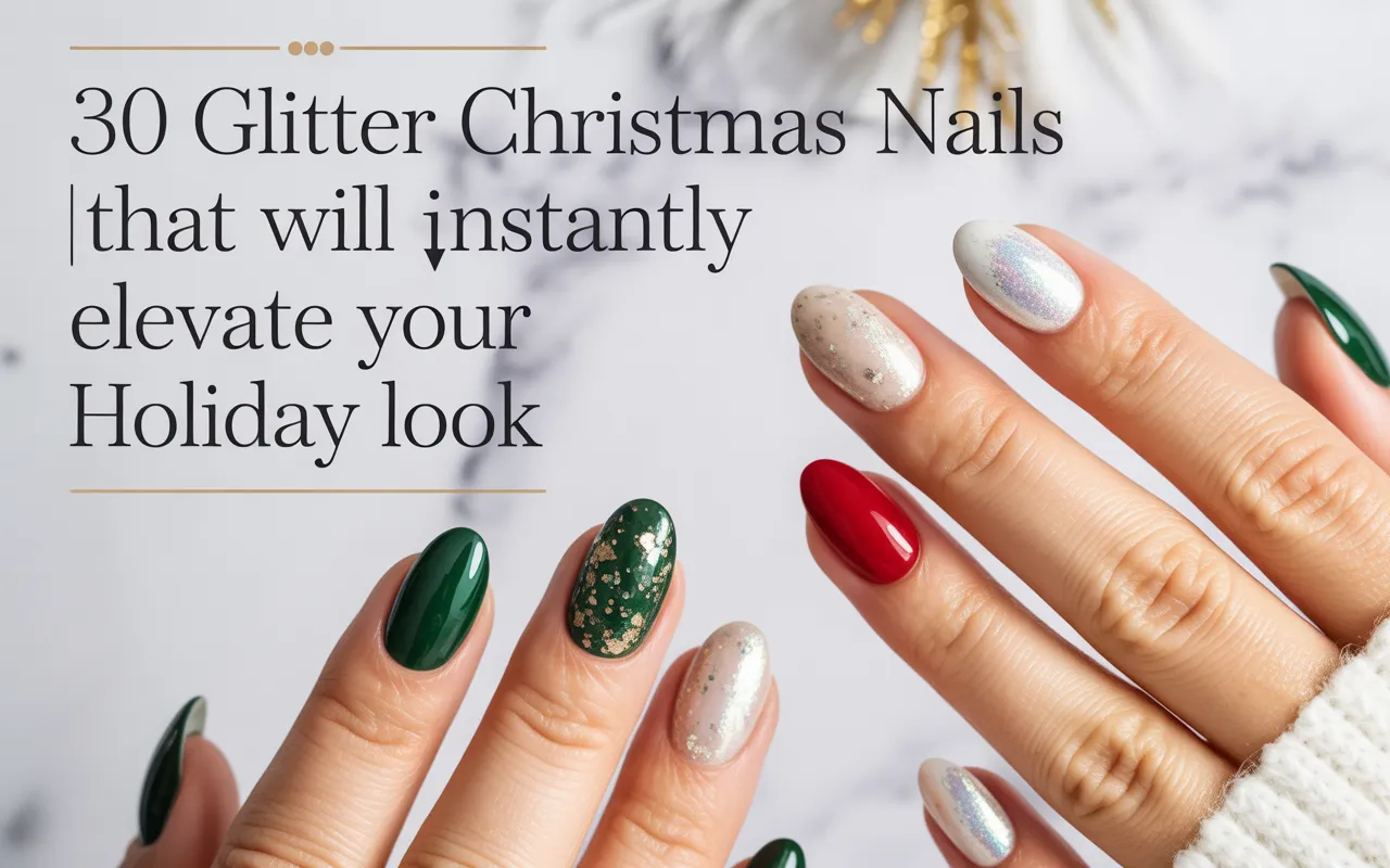 30 Glitter Christmas Nails That Will Instantly Elevate Your Holiday Look