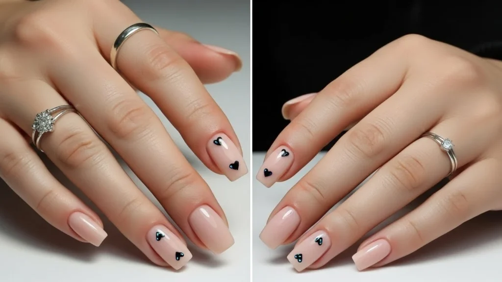 Minimal Black Heart Nails