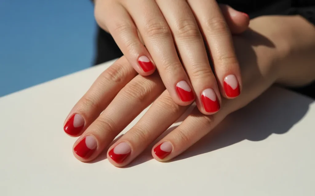 Red Negative Space Nails