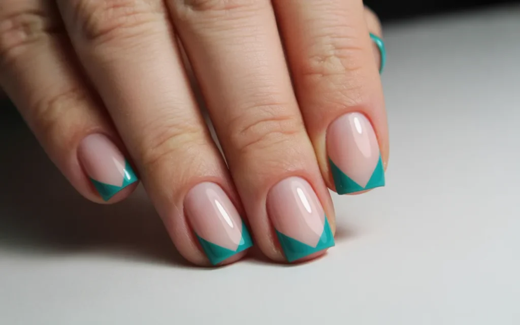 Teal Corner French Tips