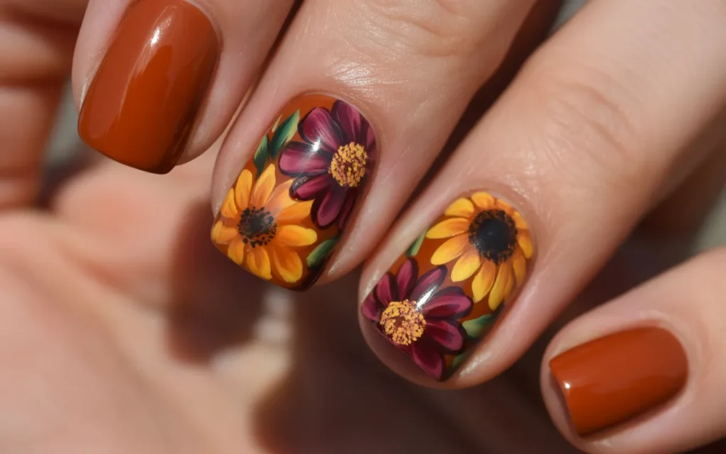 Maroon Red with Bold Flowers