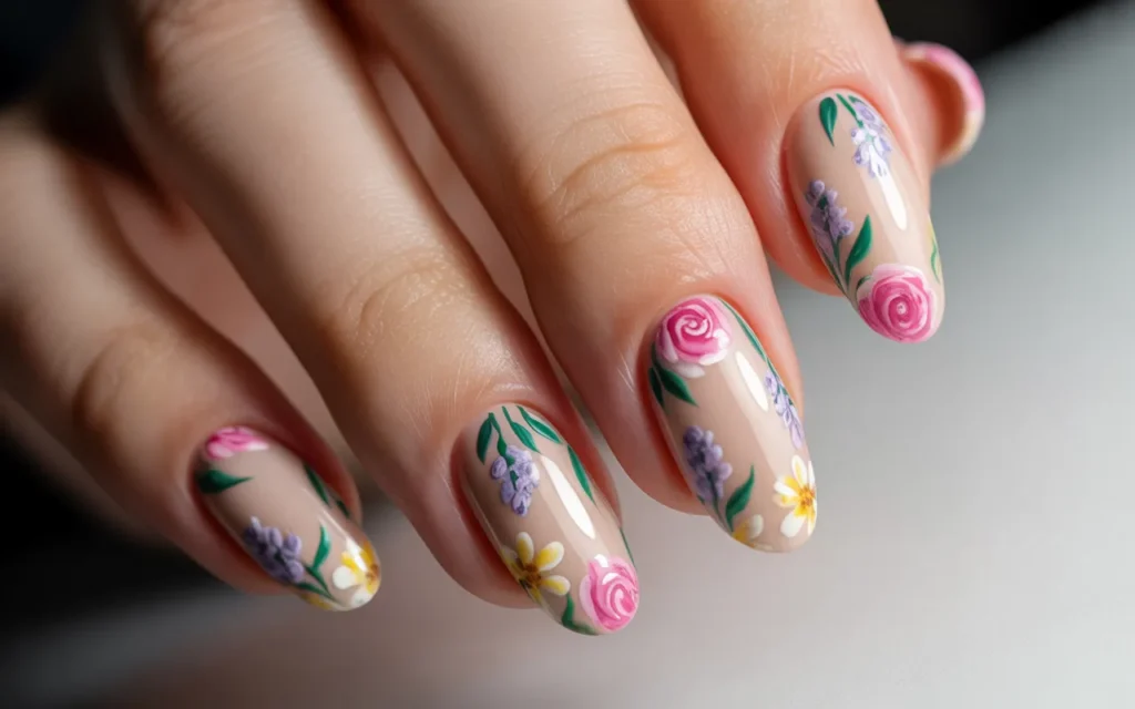 Colorful Flowers on a Nude Base