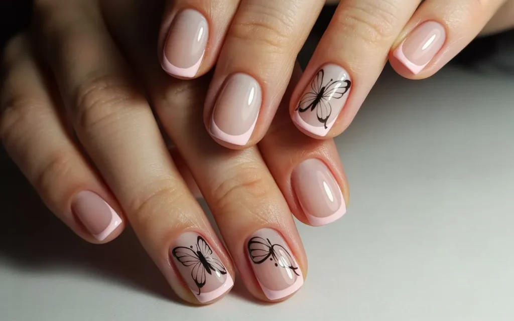 Ombre French with Butterflies
