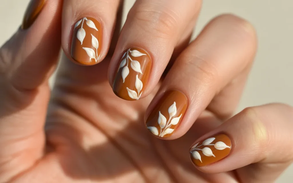 Brown with White Flowers