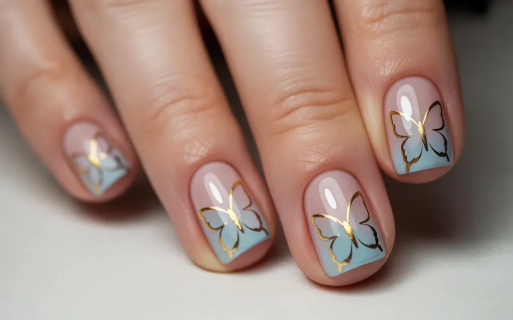 Pastel Pink & Blue Butterflies