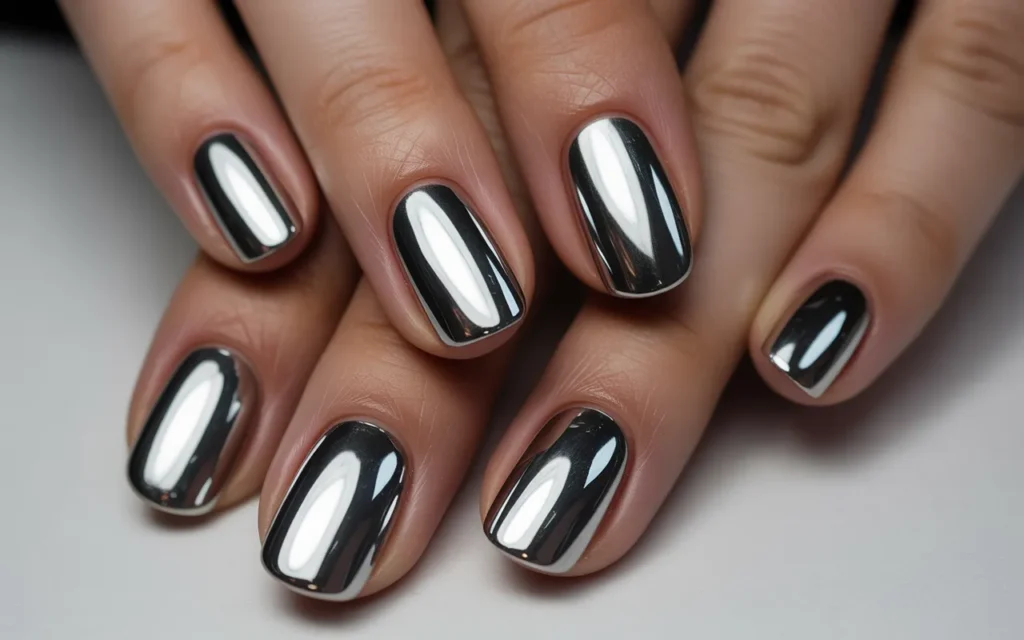 Silver Chrome Nails