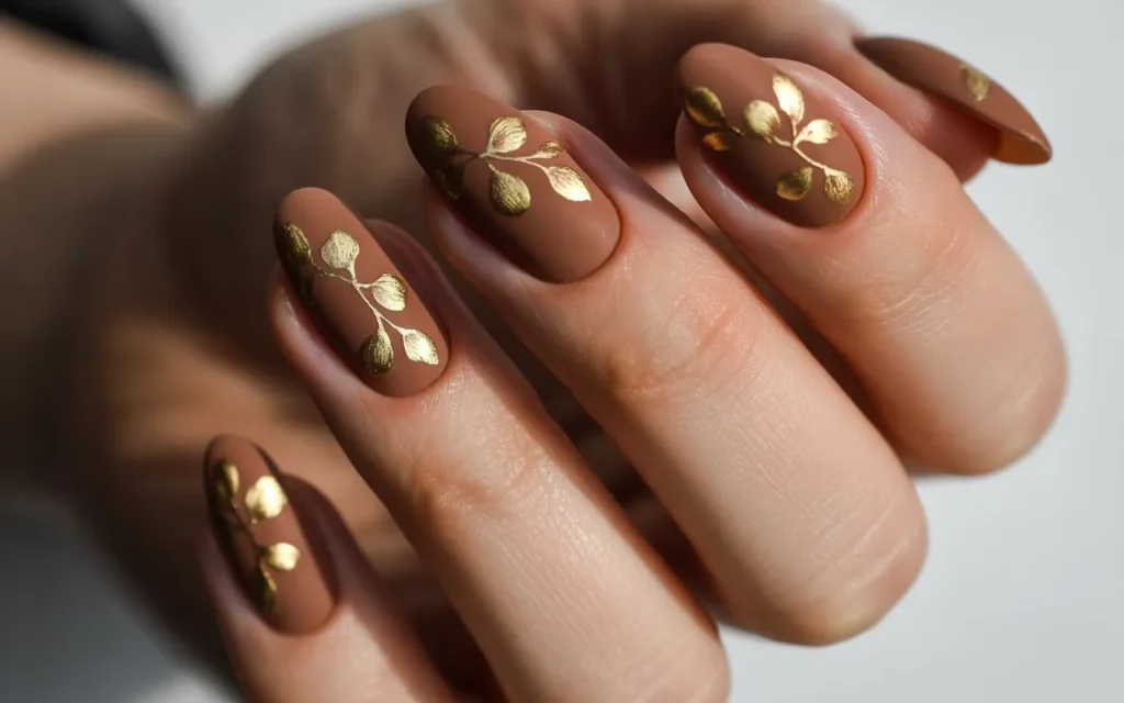 Matte Brown with Gold Flowers