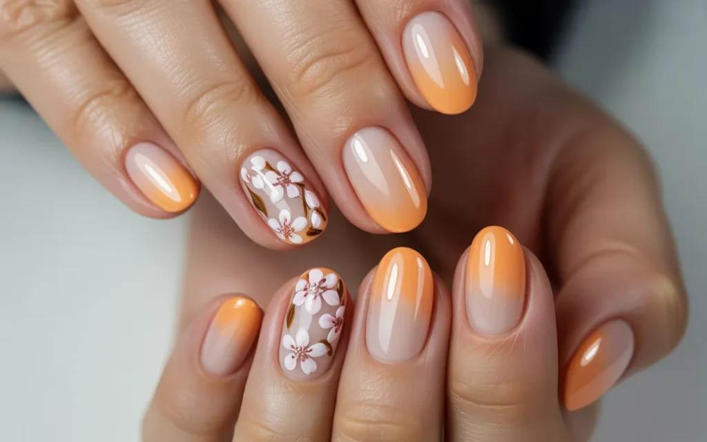 Orange Gradient with Floral Tips