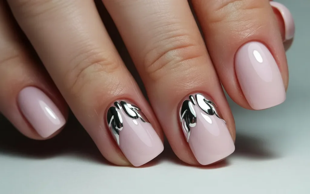 Butterfly Nail Design with Chrome