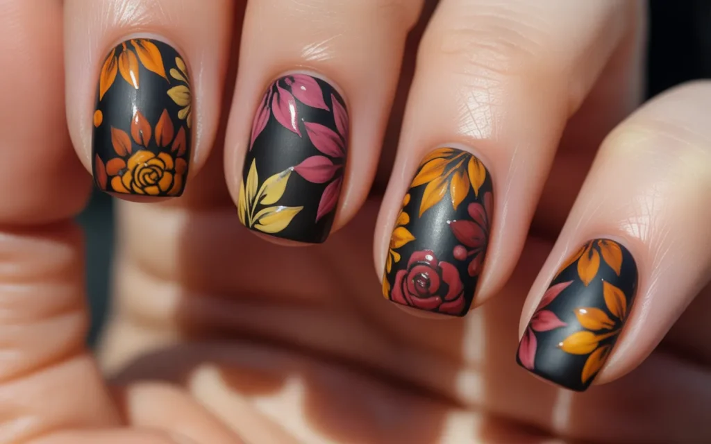 Black with Colorful Floral Pattern