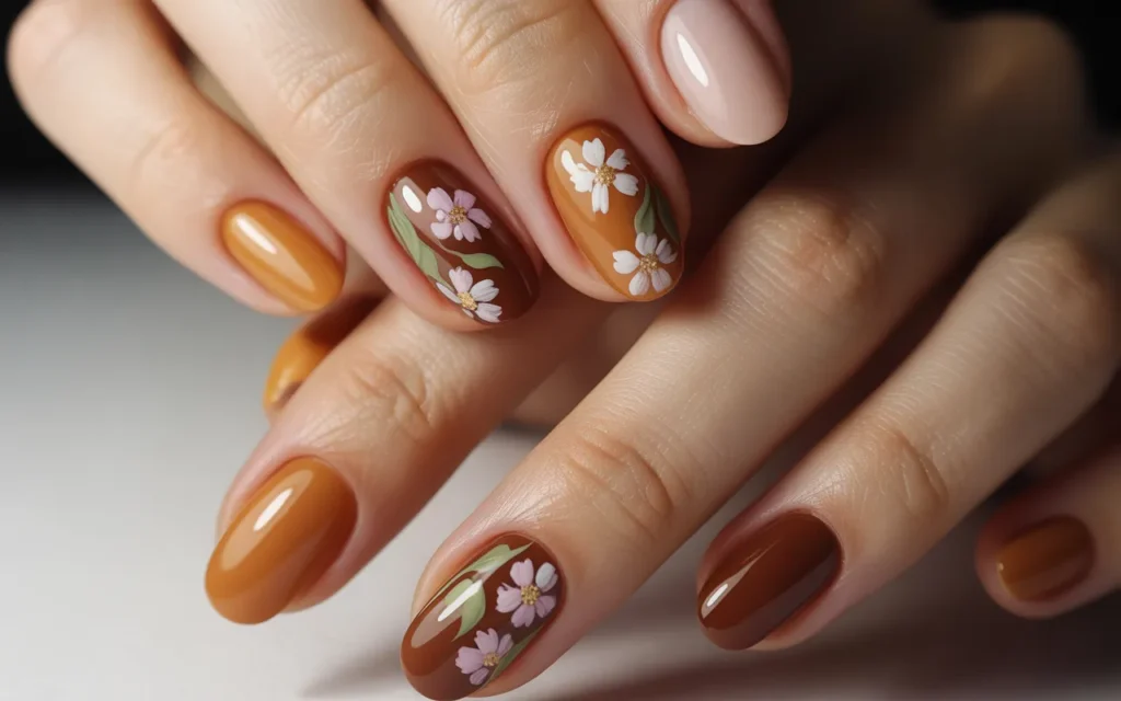Orange and Brown Florals