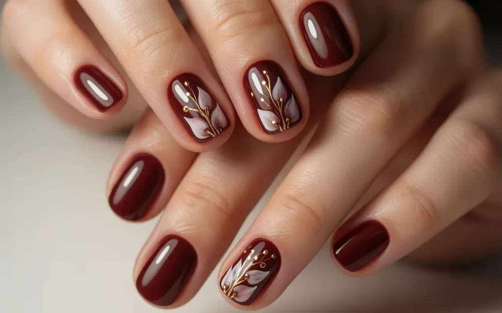 Burgundy with Floral Accents