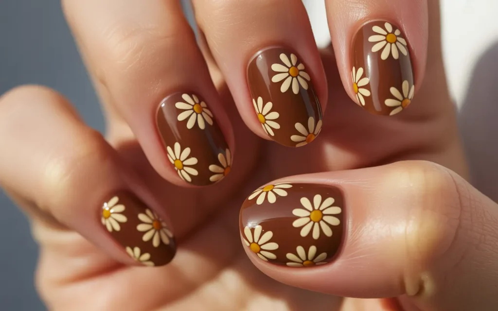 Brown with Cream Flowers