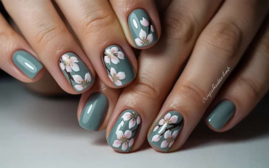 Teal French Tips