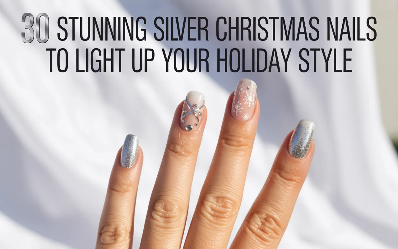 30 Stunning Silver Christmas Nails to Light Up Your Holiday Style